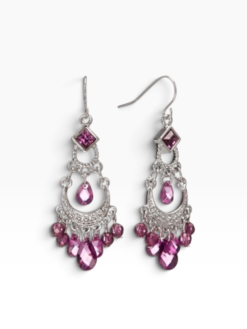 New with tag 1928 Silver Tone Bead Chandelier Earrings